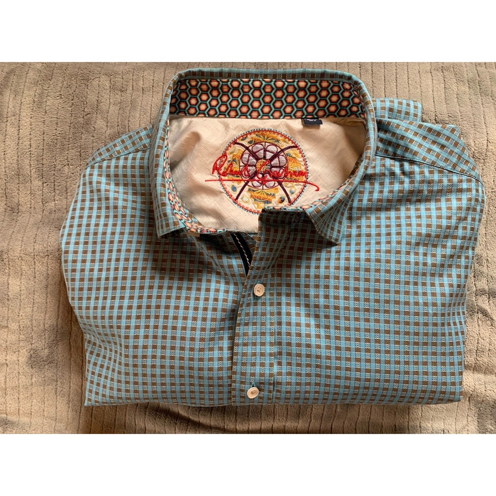 Robert Graham Shirt Men 2XL 2TG‎ Geometric Multicolor  Flip Cuff Long Sleeve